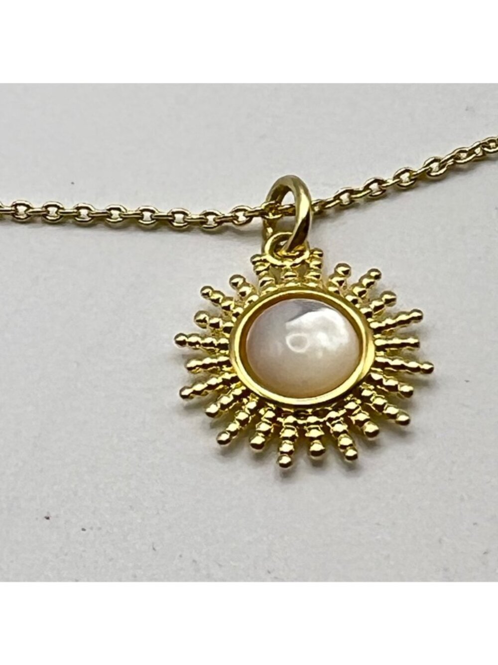 Ana Luisa Pendant Necklace Gold-Plated Sunburst Mother of Pearl 15+2" Dainty - Picture 2 of 10
